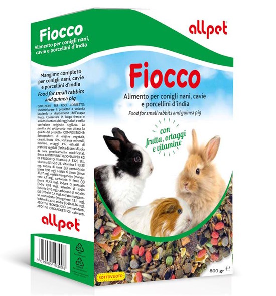 Alimento per conigli nani, cavie e porcellini d'India - Fiocco All Pet