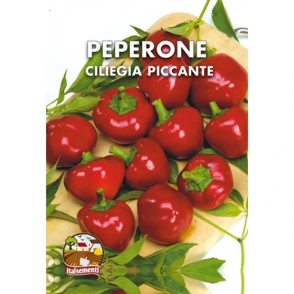 Confezione di Semi di Peperone Ciliegia Piccante – Peperoni rossi tondi e piccanti, perfetti per l'orto.