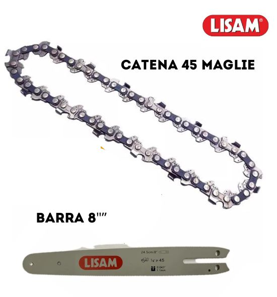 omaggio lisam catena 45 maglie e barra 8 pollici