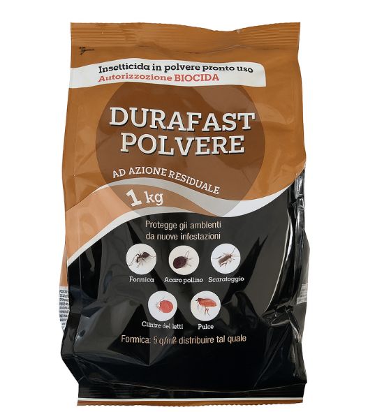 Confezione da 1 Kg dell'insetticida Durafast Polvere in vendita nello shop di www.pierucciagricoltura.it