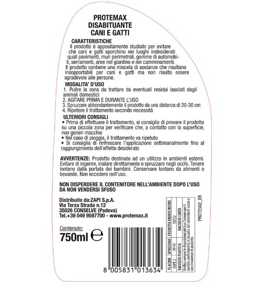 Disabituante per cani e gatti da 750 ml scheda tecnica