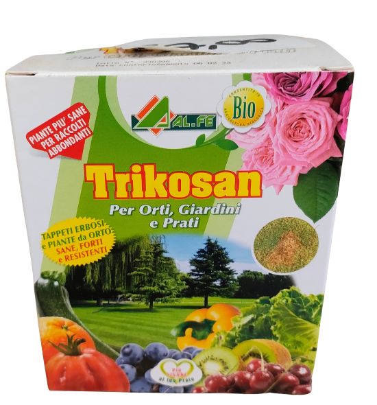 Confezione da 50 grammi di trikosan prodotto che stimola le difese naturali delle piante