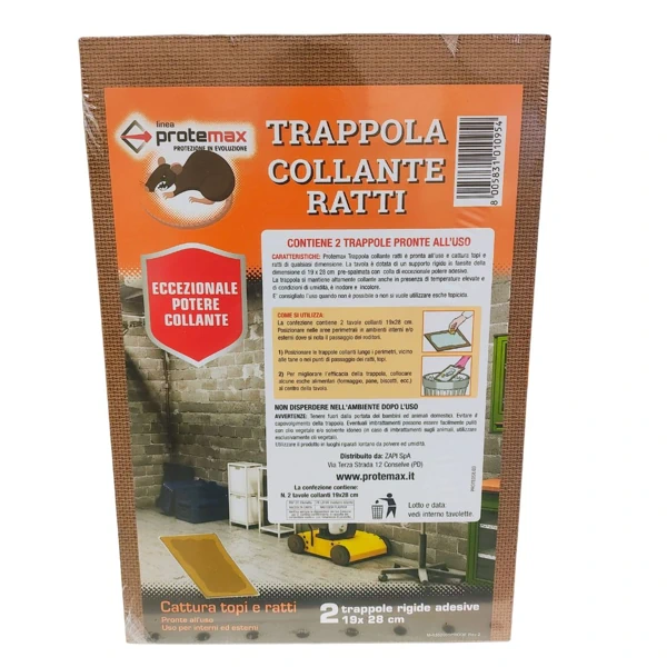 Confezione Protemax Trappola Collante Ratti con due tavolette adesive 19×28 cm per la cattura di topi e roditori